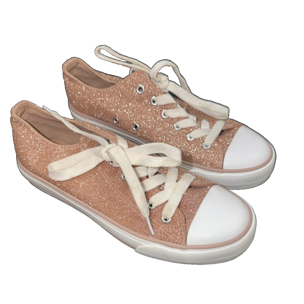 Rose Gold Glitter Low Top Sneakers Women’s 8